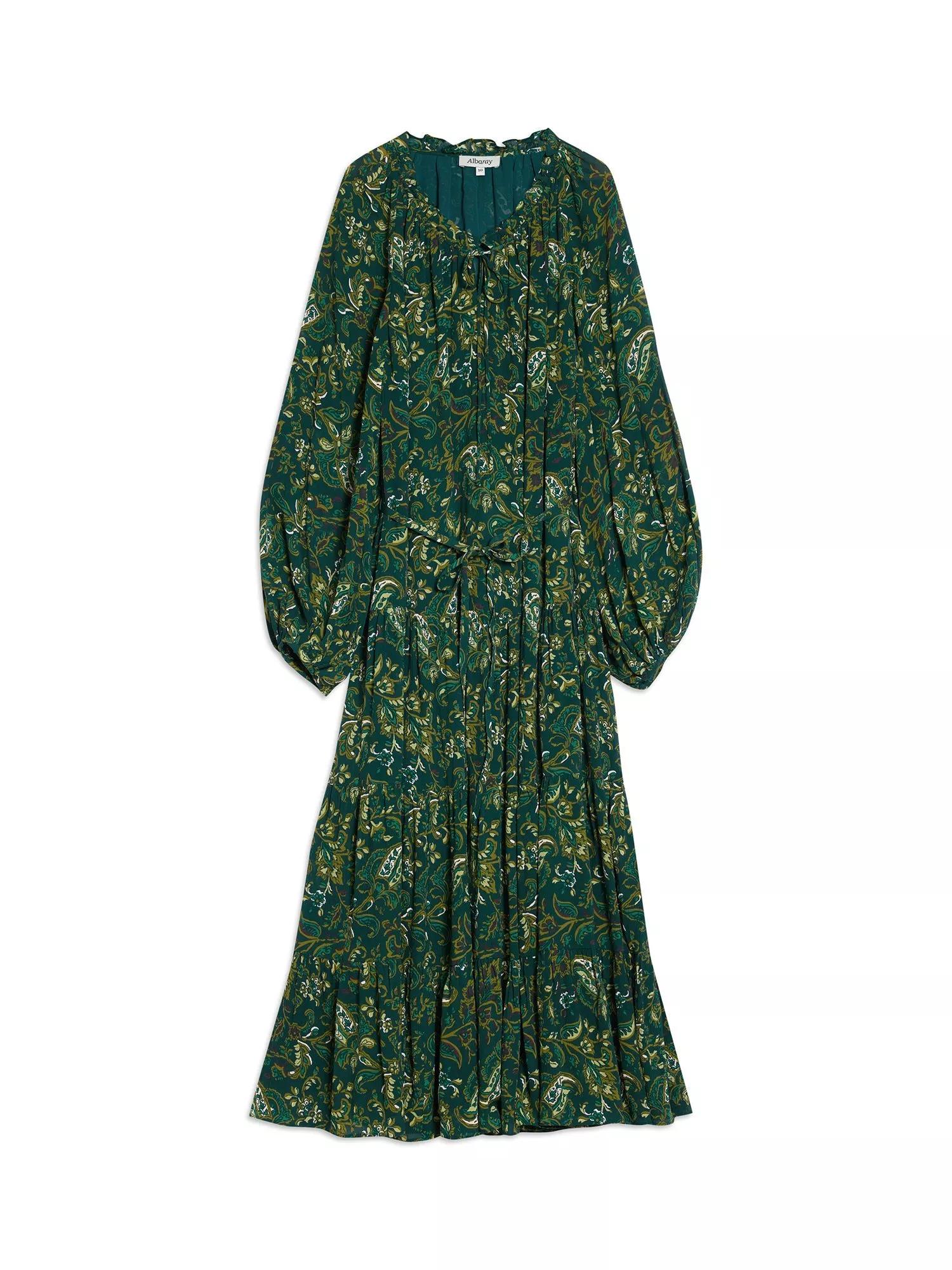 ALBARAY Paisley Tie Neck Maxi Dress | endource
