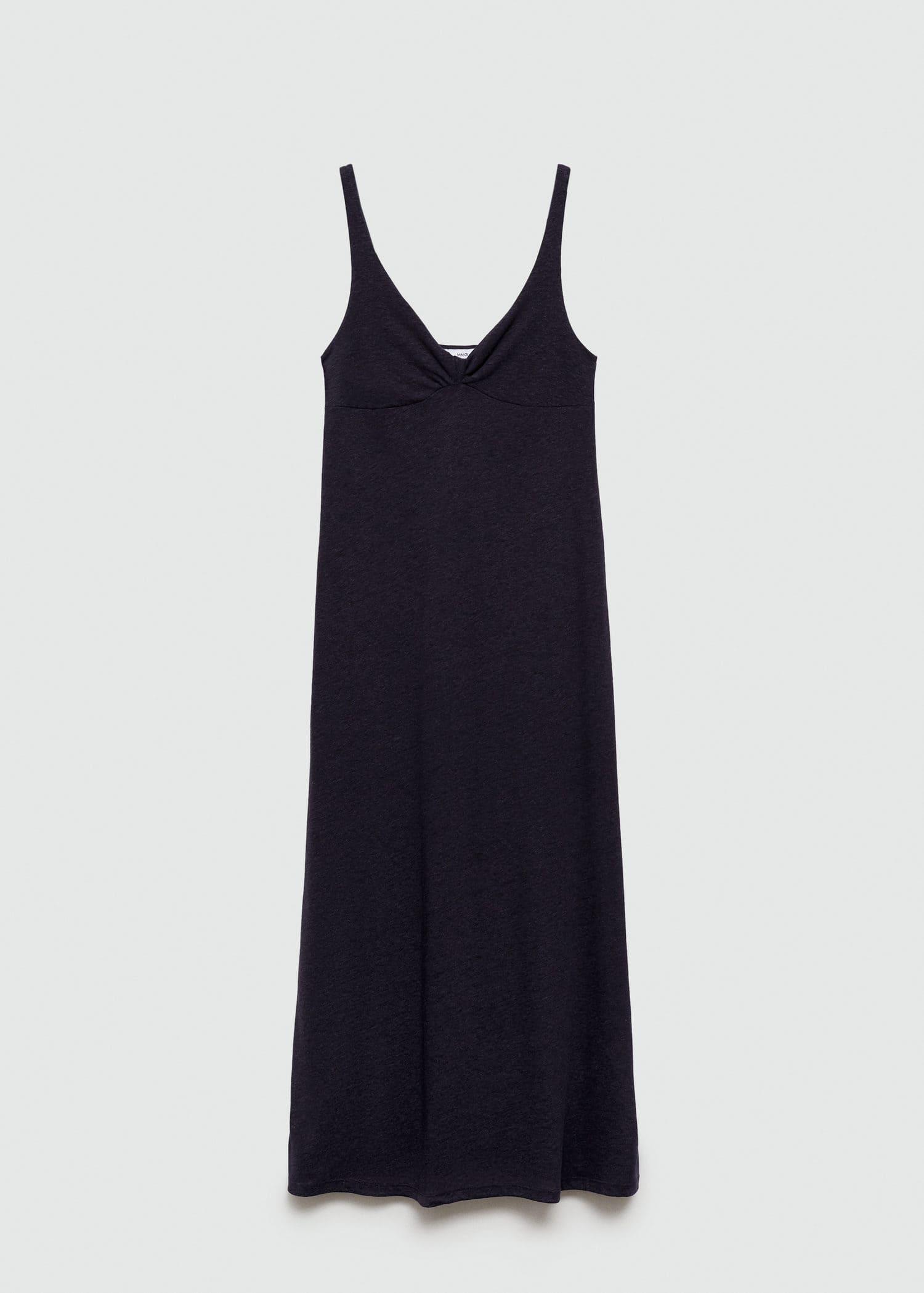 MANGO Belted Linen A-Line Dress main image 1