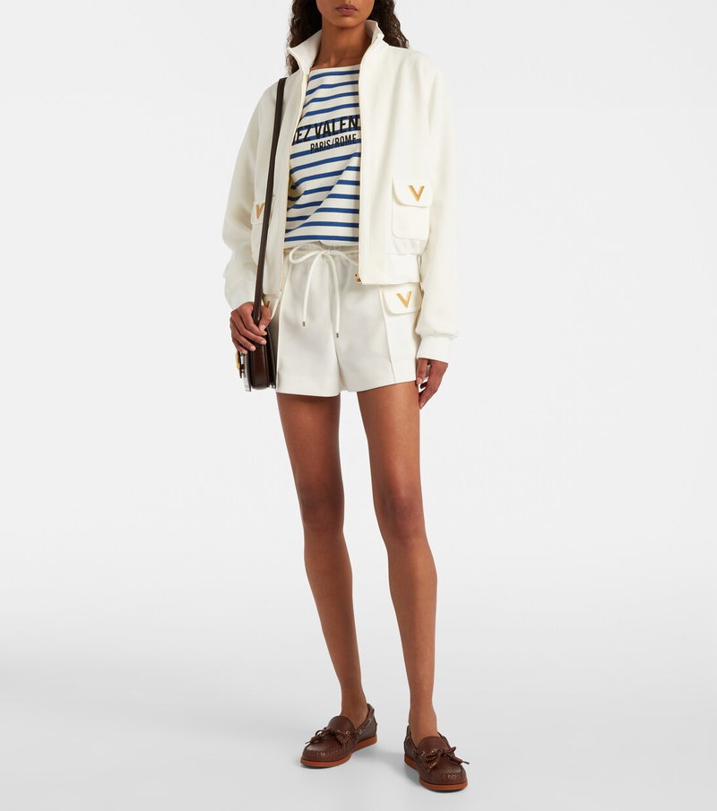 Valentino cream velour jacket and shorts outfit