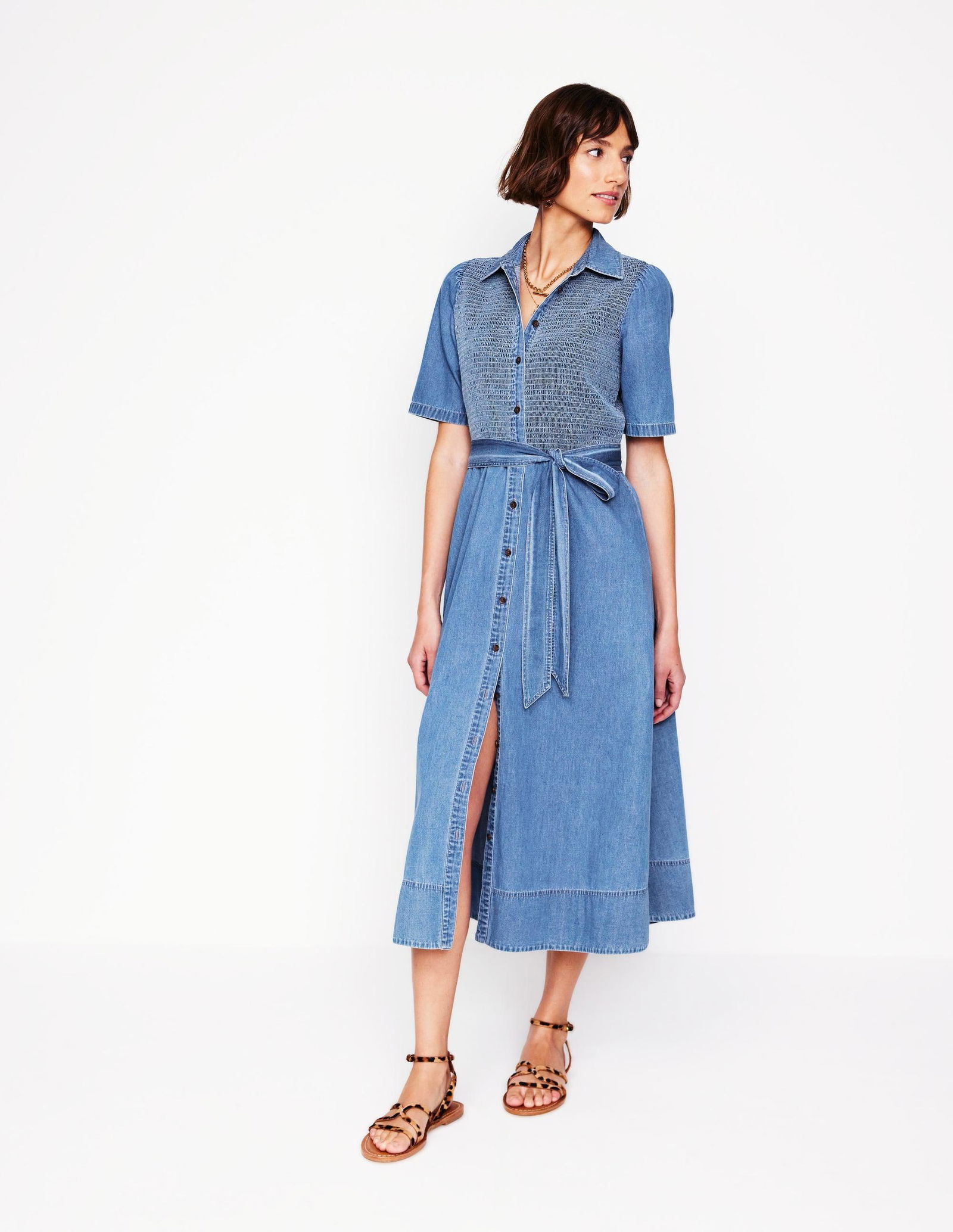 BODEN Amber Denim Midi Dress | endource