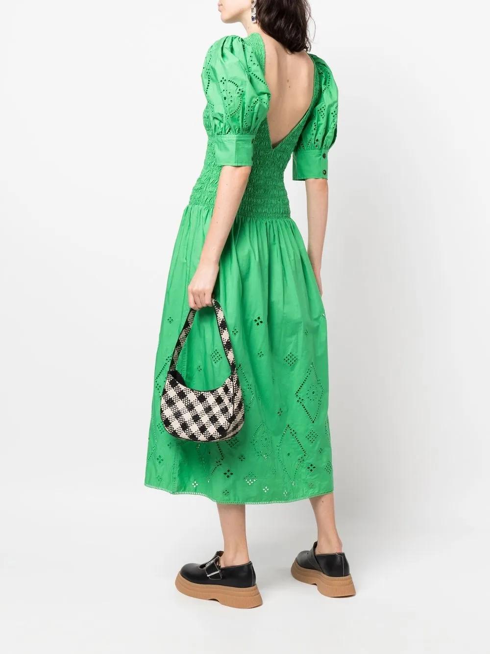 GANNI Cut Out-detail Midi Dress - Green | endource