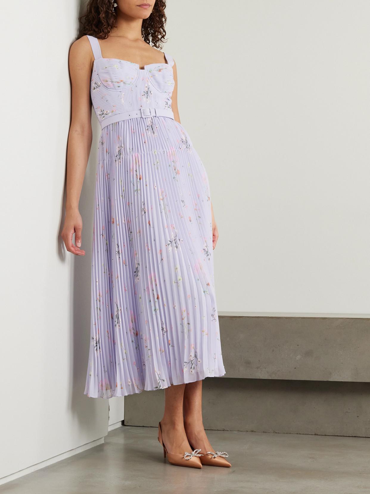 self-portrait floral chiffon midi dress Lilac Floral Chiffon Midi Dress self-portrait-US
