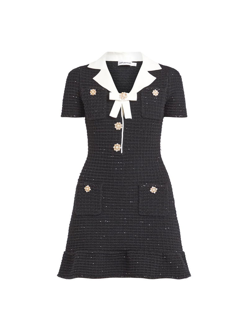 self portrait black taffeta bow mini dress Black Taffeta Midi Dress  self-portrait-US