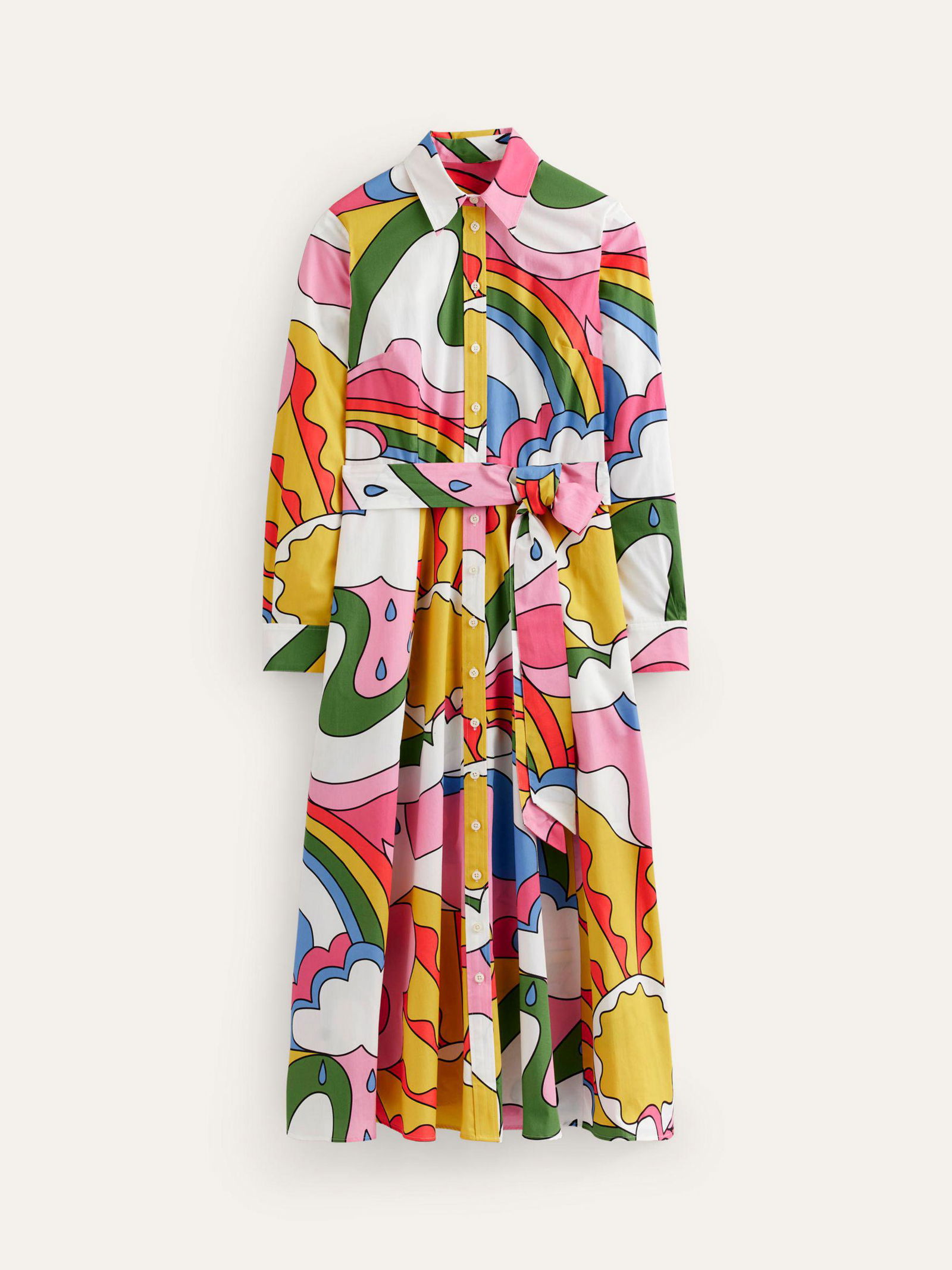 white christmas dresses Amy Cotton Midi Shirt Dress-Multi, Painterly Meadow main image 1