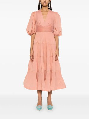 zimmermann green and pink dress Zimmermann // Green & Multicolour Silk Ruffled Floral Dress – VSP  Consignment