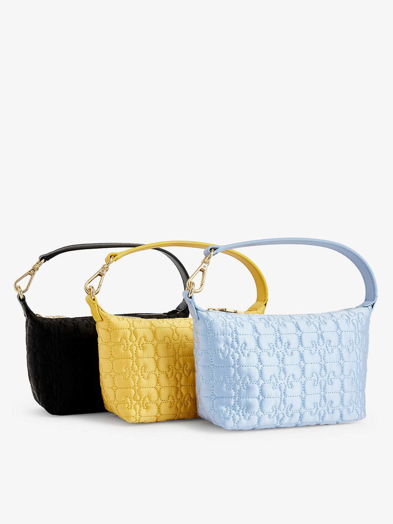 GANNI Butterfly Brand-Embroidered Top-Handle Bag | endource