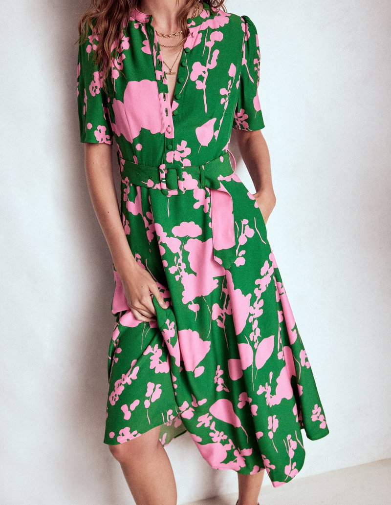 slim fit dress slacks Remy Button Through Dress-Pink/ Green Multistripe
