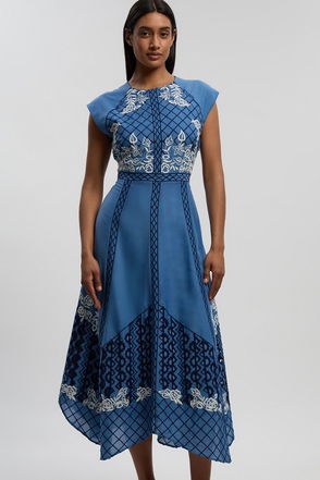 KAREN MILLEN Beaded Fringed V Neck Embellished Maxi Dress | endource