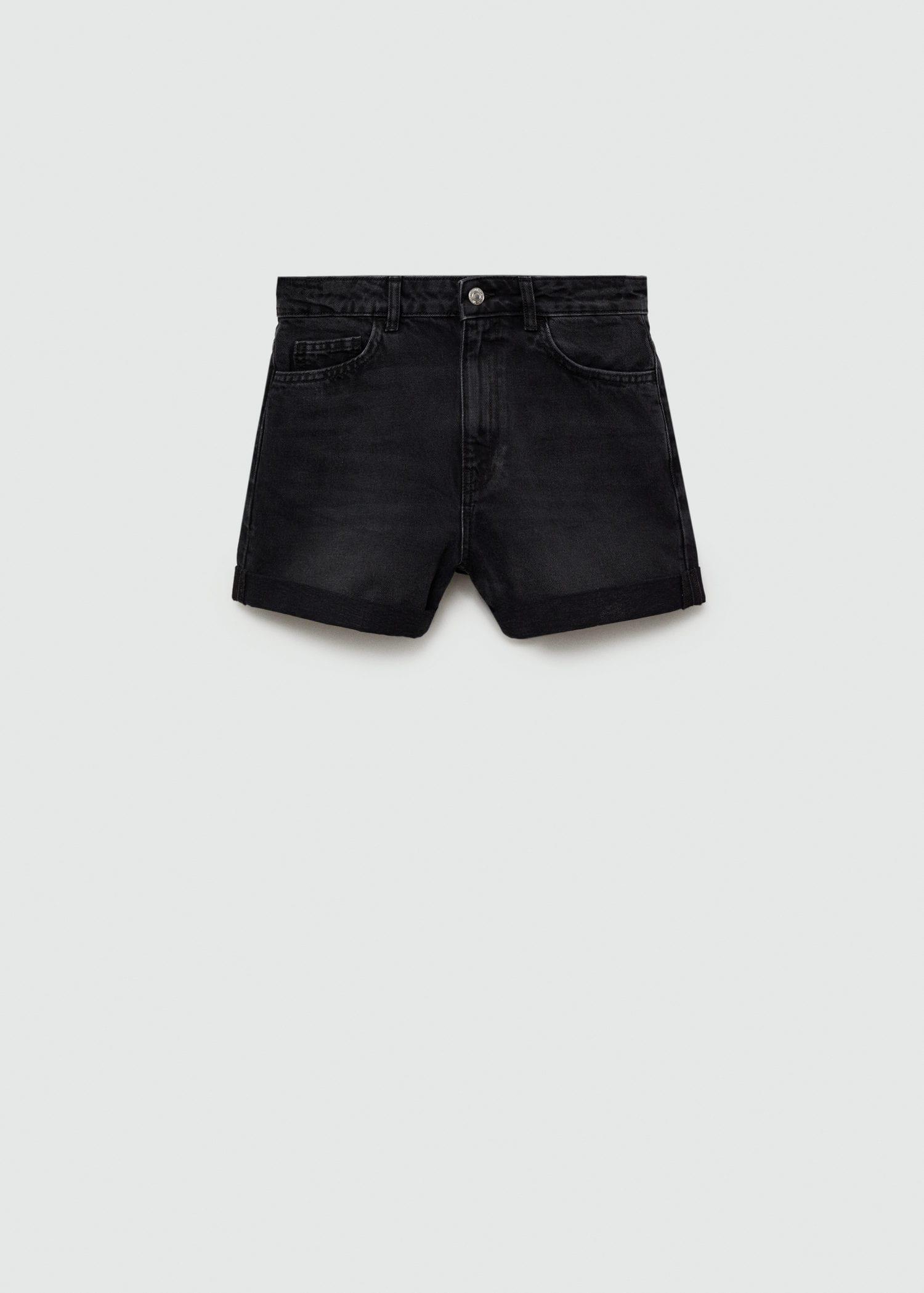 Mango Mom Fit Denim Shorts In Black Denim Endource