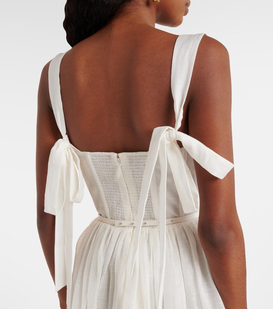 ZIMMERMANN Dawning Linen And Silk Midi Dress | endource