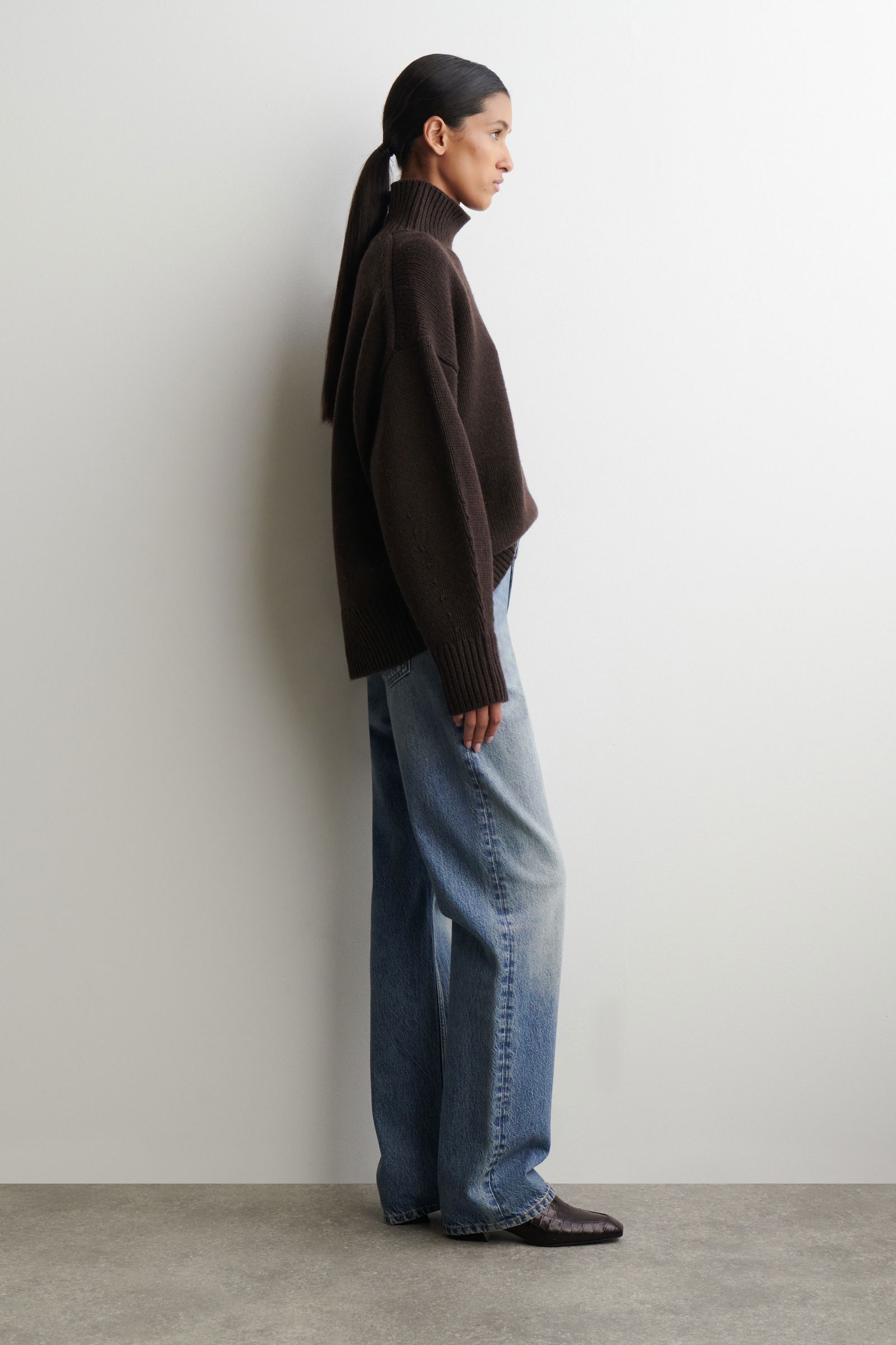 COS Croc-Effect Leather Heeled Loafers | endource