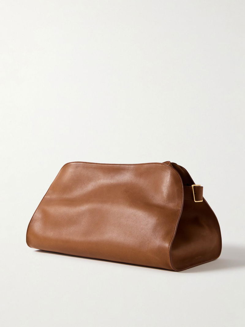 THE ROW Margaux E/W Buckled Leather Clutch endource