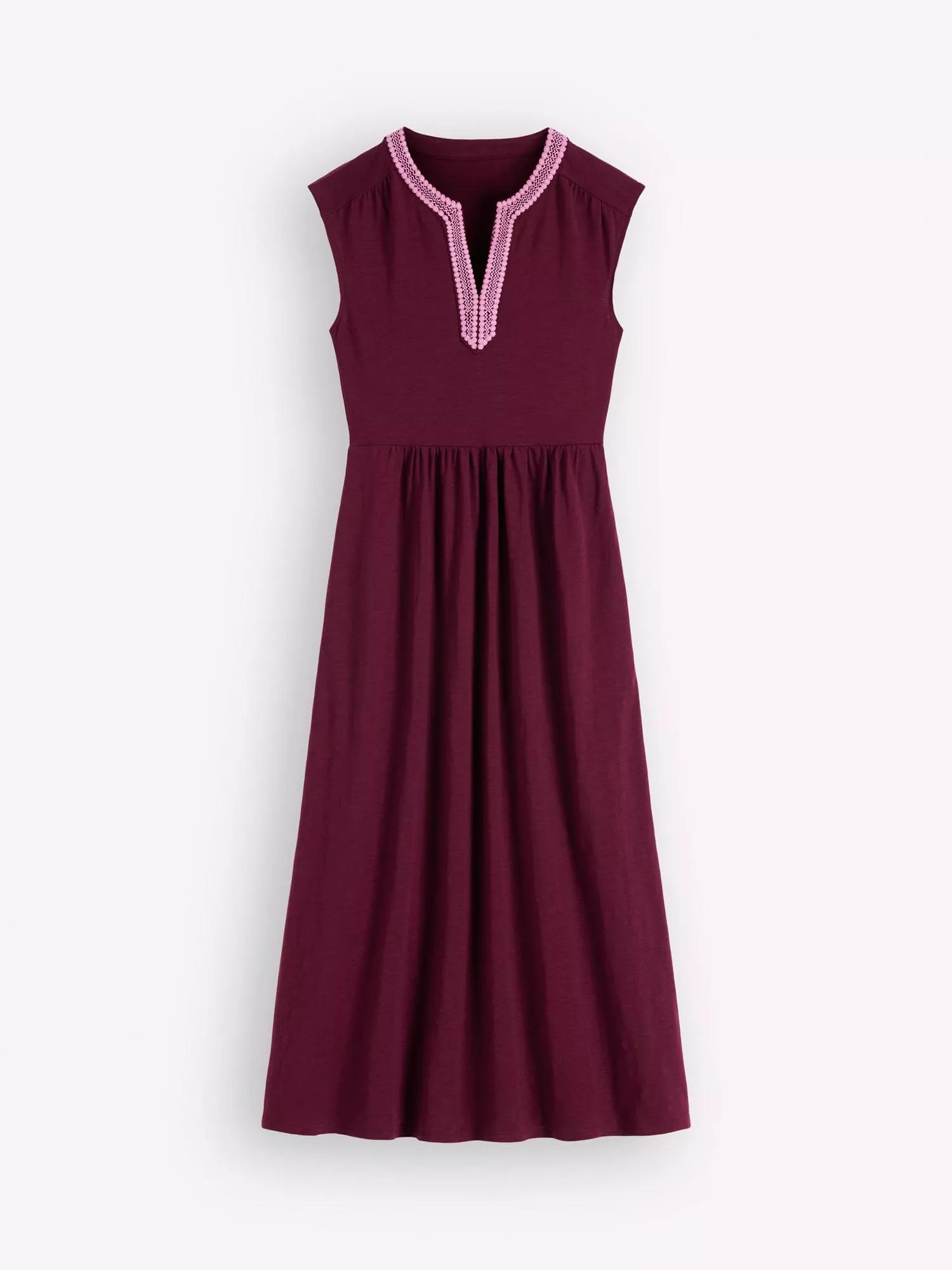 knee length dresses for ladies Embroidered Jersey Shirt Dress-Olive main image 1
