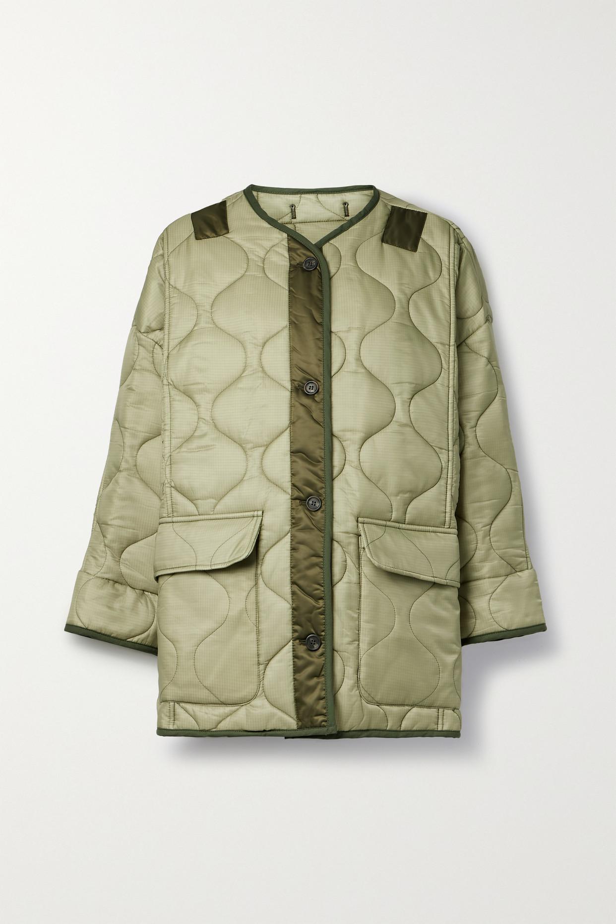 The Frankie Shop Long Green Quilted Coat THE FRANKIE SHOP Quilted