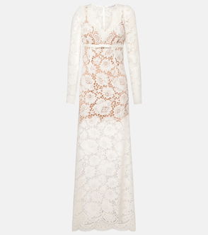 SELF-PORTRAIT Crystal-Embellished Corded Lace Maxi Dress | endource