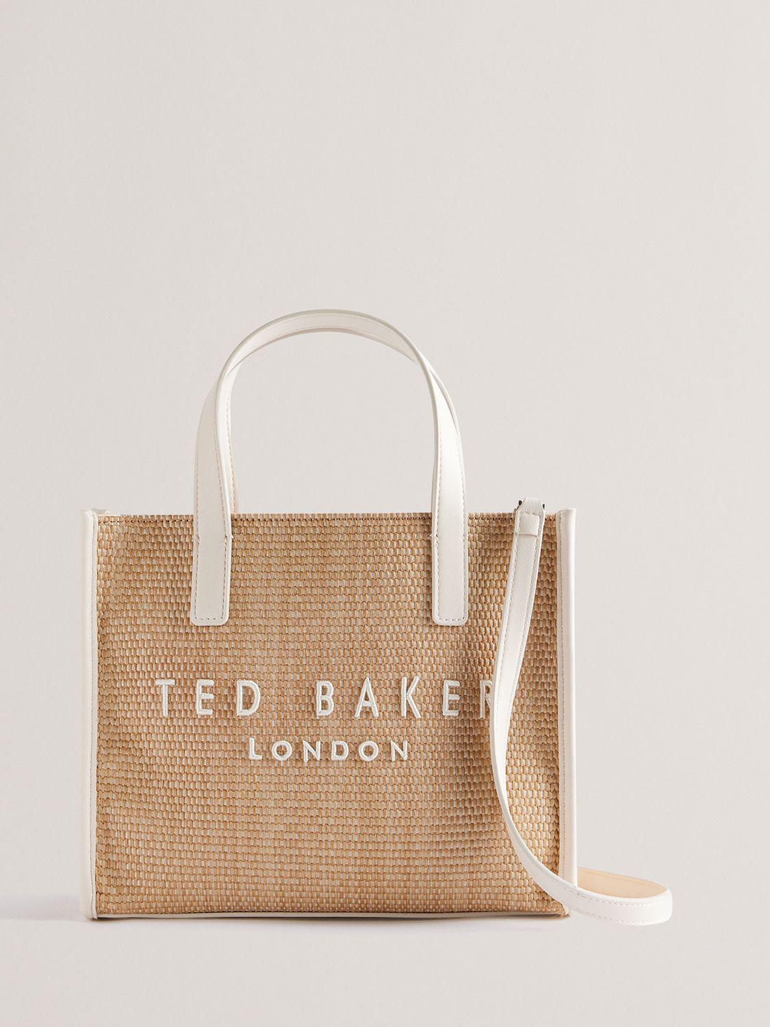 TED BAKER Paolina Faux Raffia Small Icon Bag in Natural/White | Endource