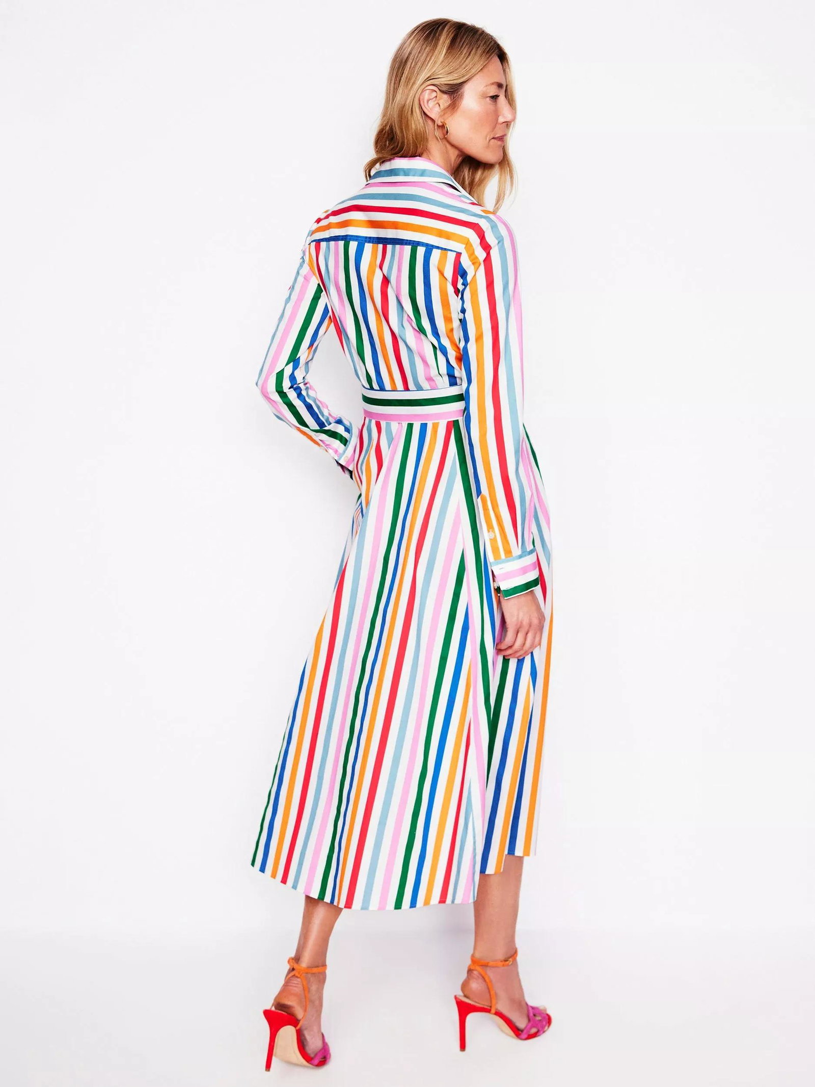 amy cotton midi shirt dress Midi Shirt Dress Womens Midi Dress Australia Amy Cotton Midi Shirt Dress-Multi, Painterly Meadow Boden