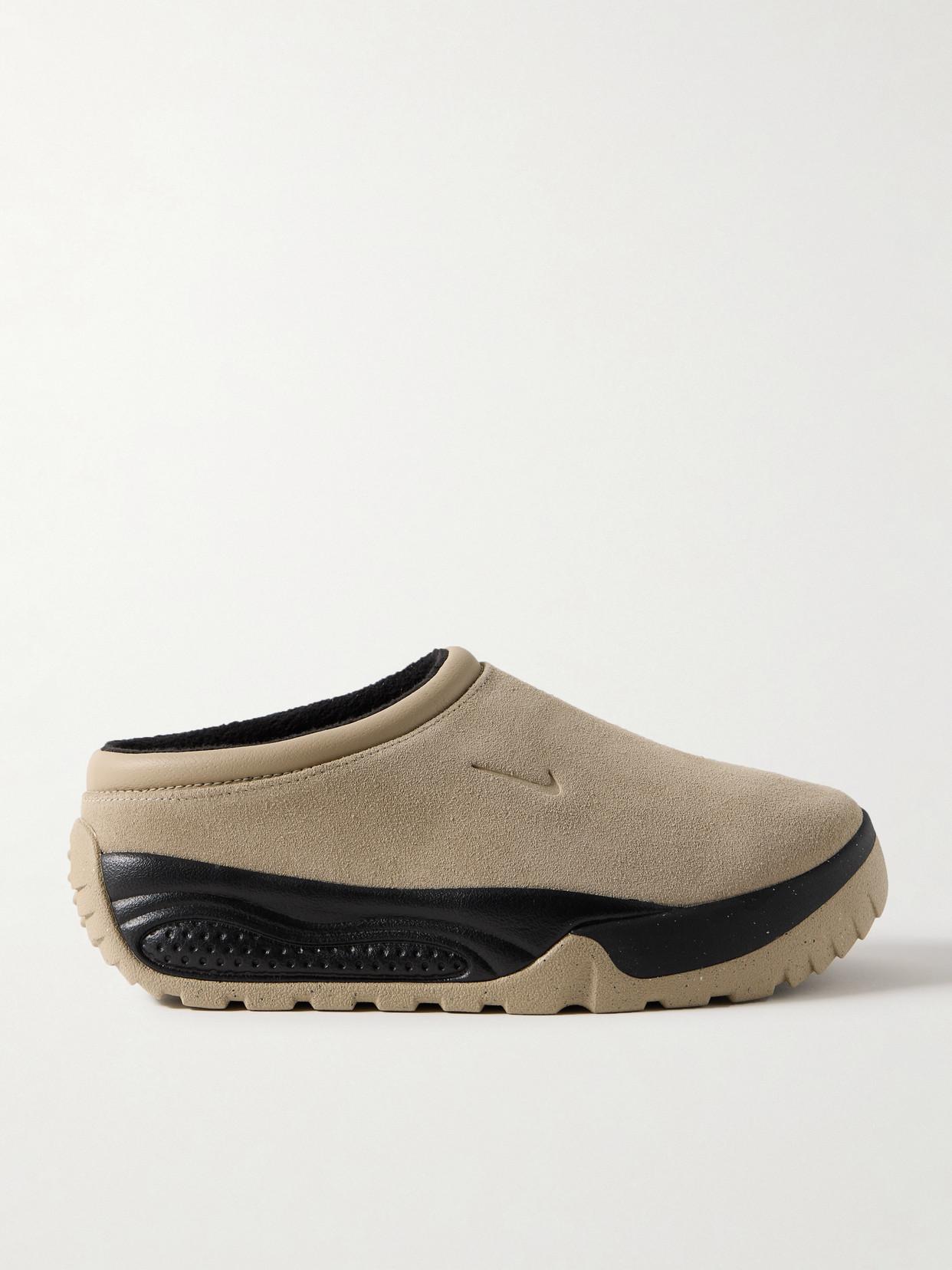 NIKE ACG Rufus Leather-Trimmed Suede Slip-On Sneakers in Neutrals ...