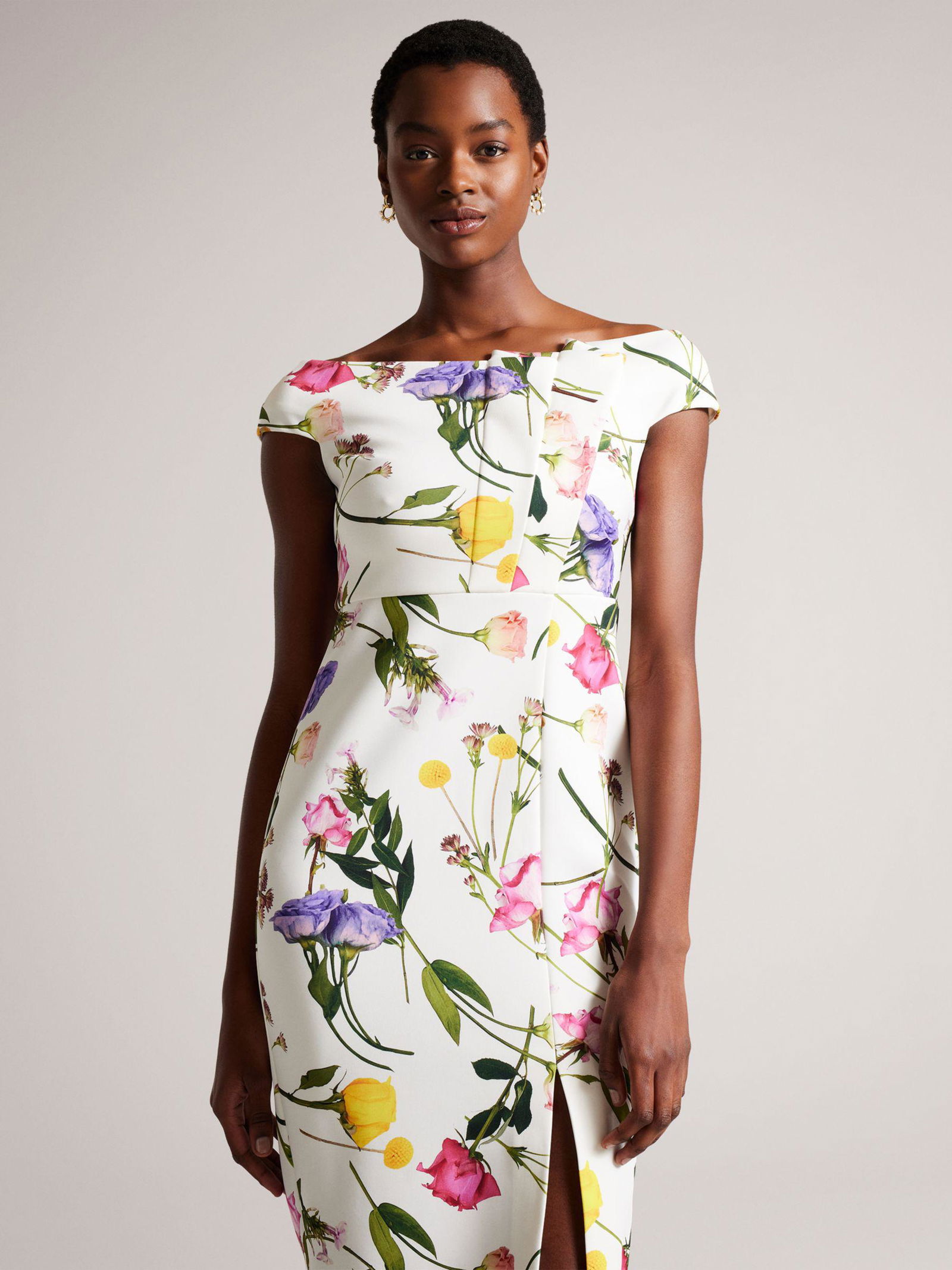 ted baker bodycon dress Ted Baker Bodycon Dress Ted Baker Strappy Bodycon Dress In Harmony Floral Print In White