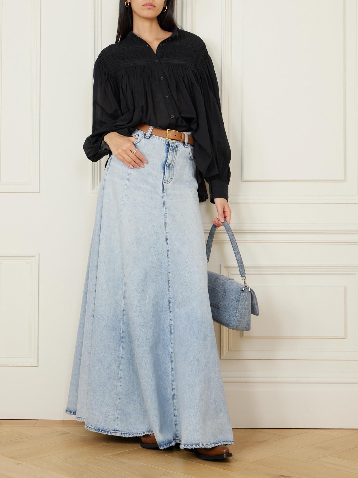 MARANT ÉTOILE Plalia Shirred Cotton-Voile Blouse | endource