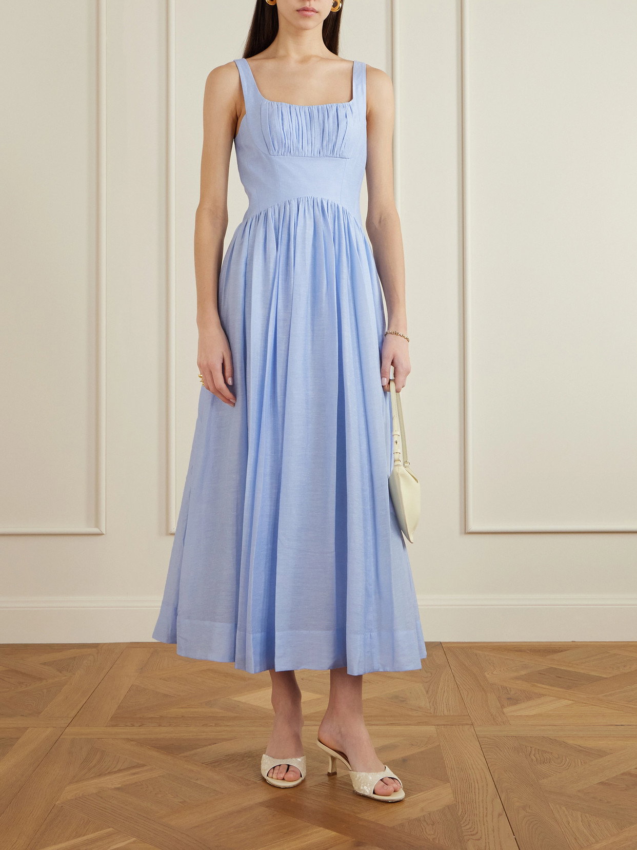 aje astrid pleat panel midi dress Aje Astrid Pleat Panel Midi Dress