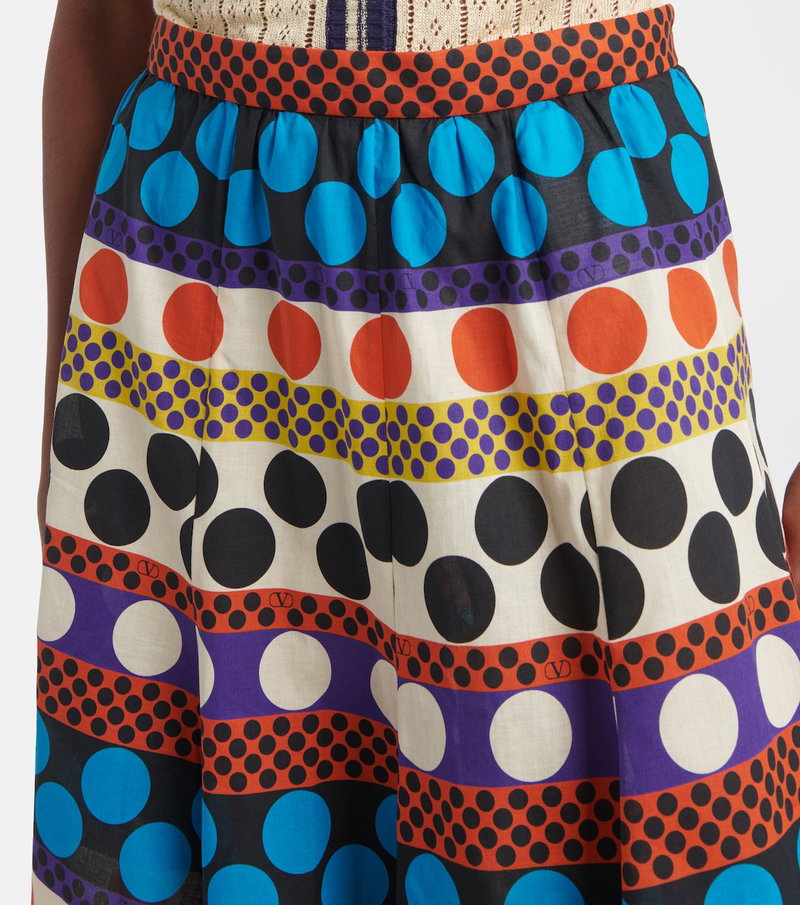 Valentino polka-dot silk skirt, close-up.
