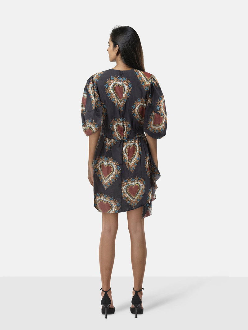 RHODE Pia Ruched-Waist Heart-Print Cotton Dress | endource RHODE Pia Ruched-Waist Heart-Print Cotton Dress | endource