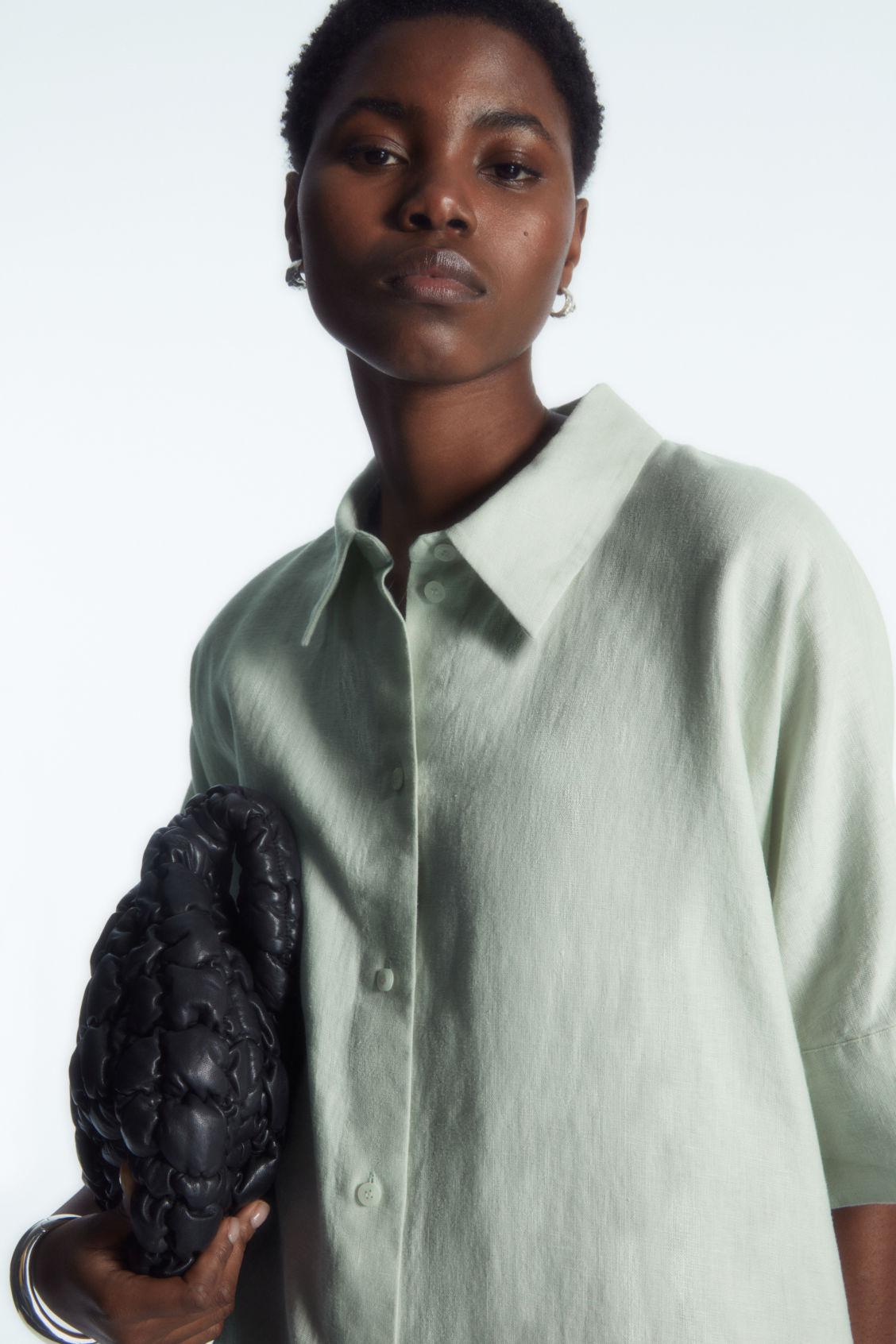 cos green linen dress COS