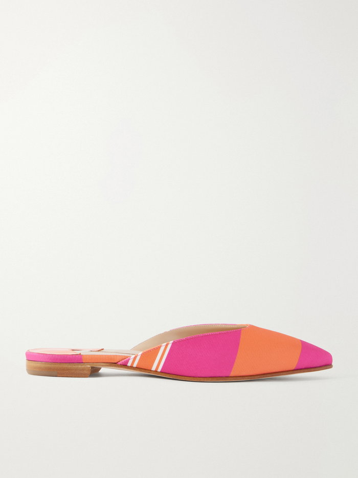 Manolo Blahnik Emilia Wickstead Striped Twill Mules | endource