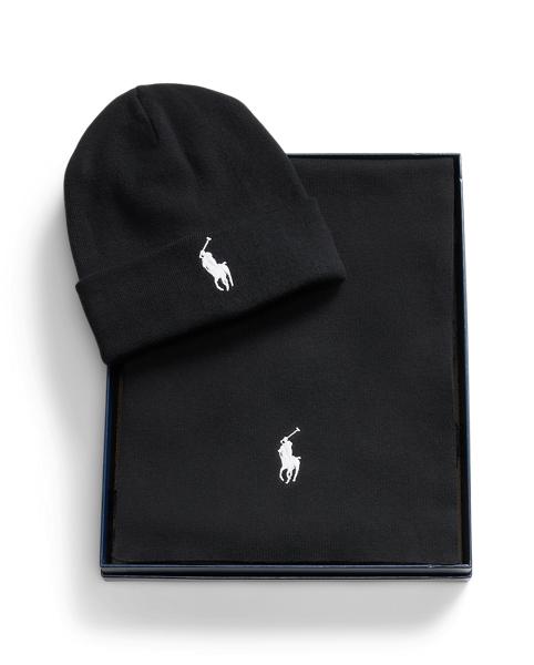 POLO RALPH LAUREN Rib-Knit Cotton Beanie Scarf Gift Set endource