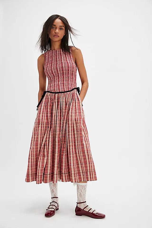 free people nightingale dress green Free People + Nightingale Plaid Midi Dress