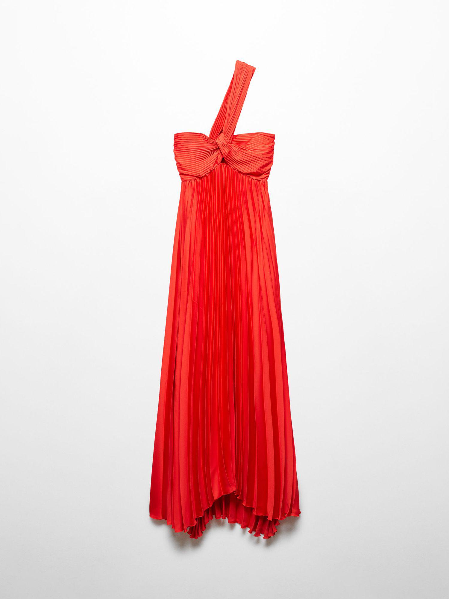 mango red dress one shoulder Stylish Red Midi Dress Outfit Ideas from Mango