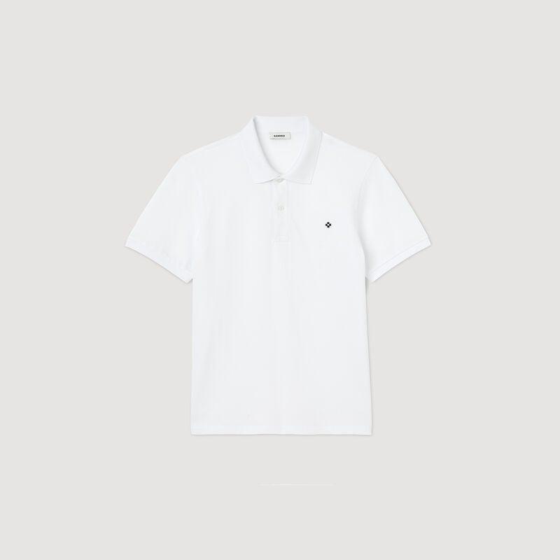 SANDRO Polo Shirt With Square Cross Patch in white | endource