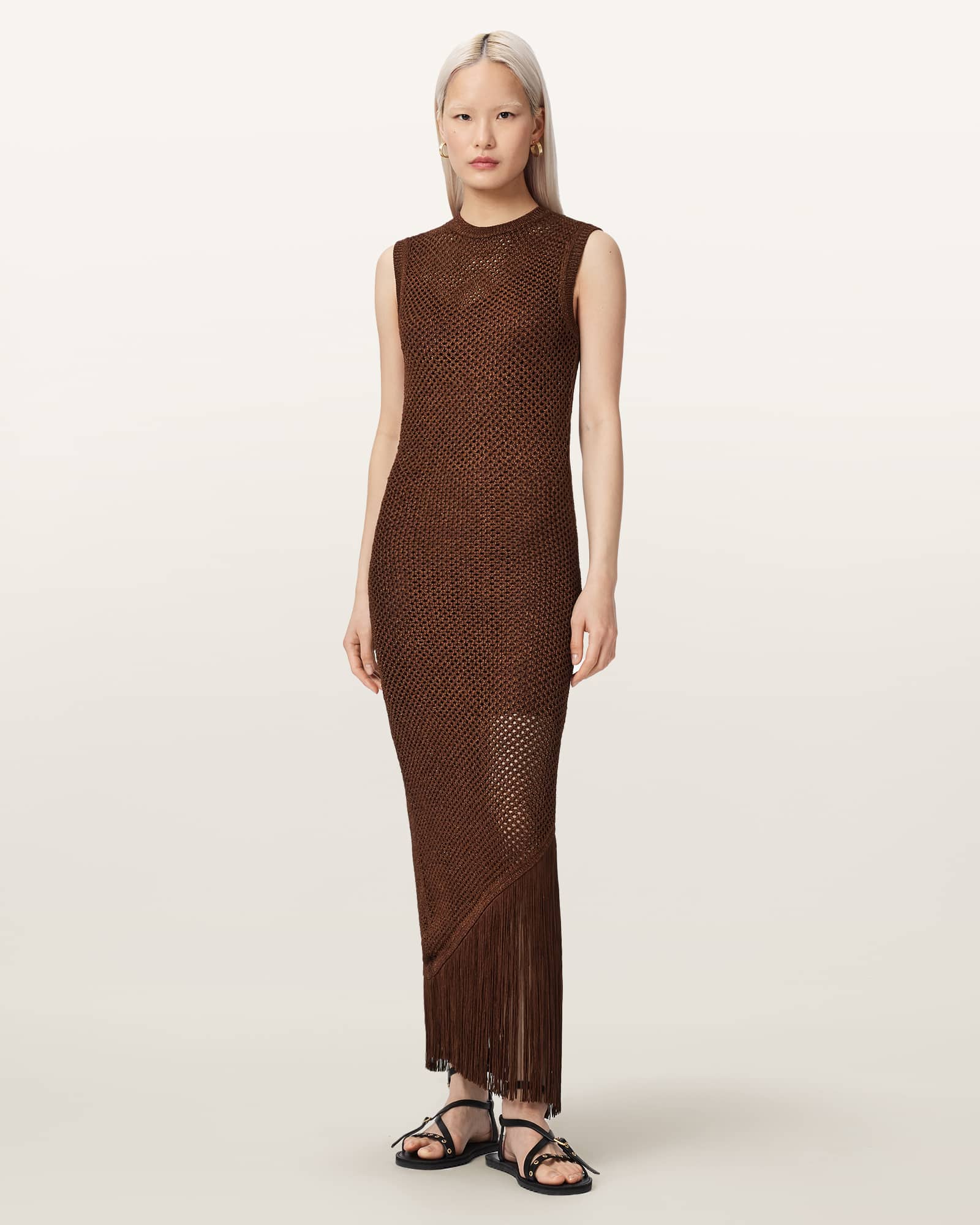 all saints knitted dress ALLSAINTS Jessie Slim Fit Midi Sage green garden wedding dress