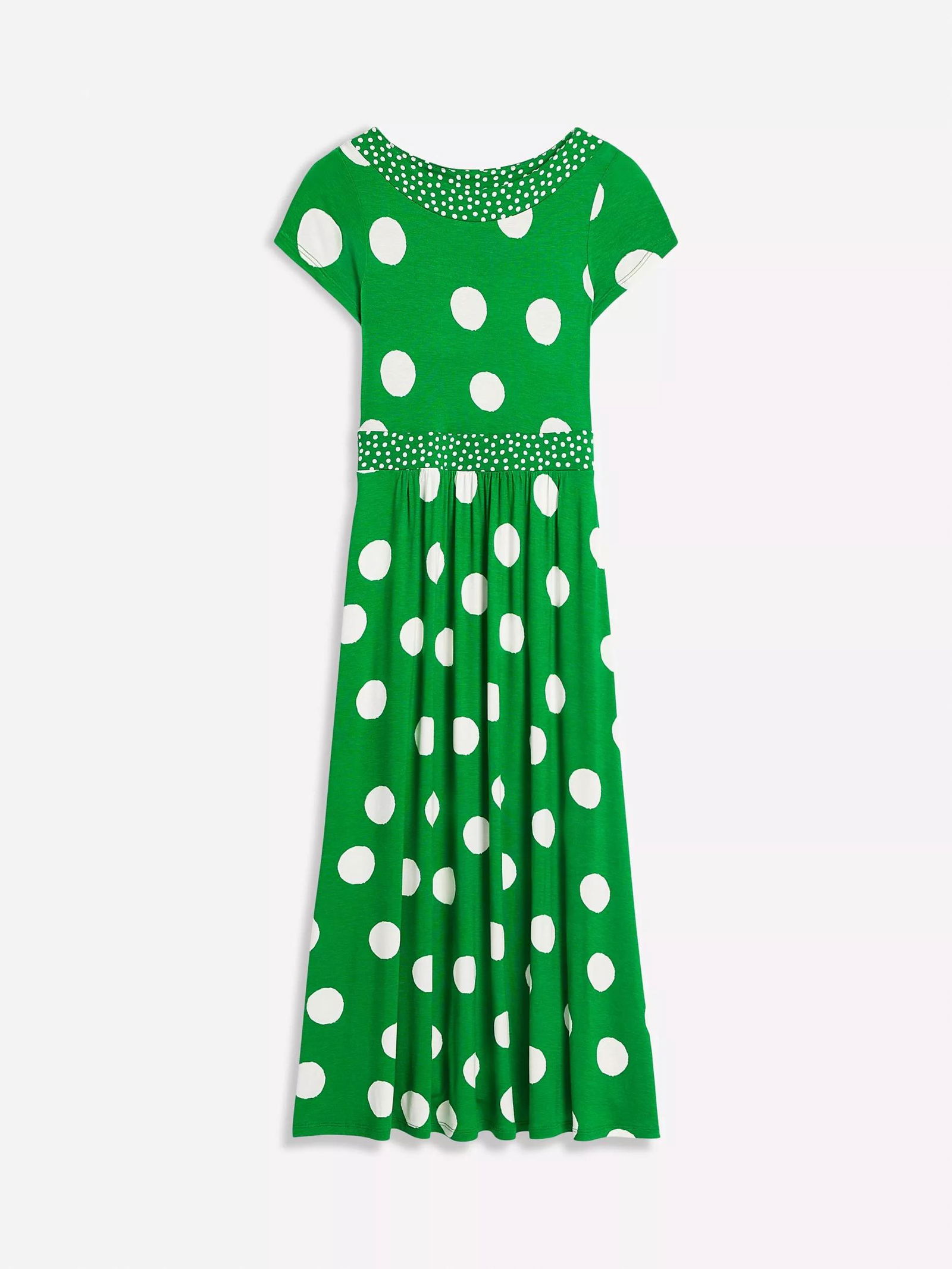 slim fit dress slacks Cathy Notch Neck Jersey Dress-Hunter Green, Painted Dot
