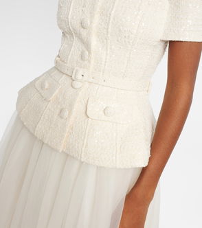 chinese dress ladies White Lace Peplum Midi Dress – self-portrait-US main image 1