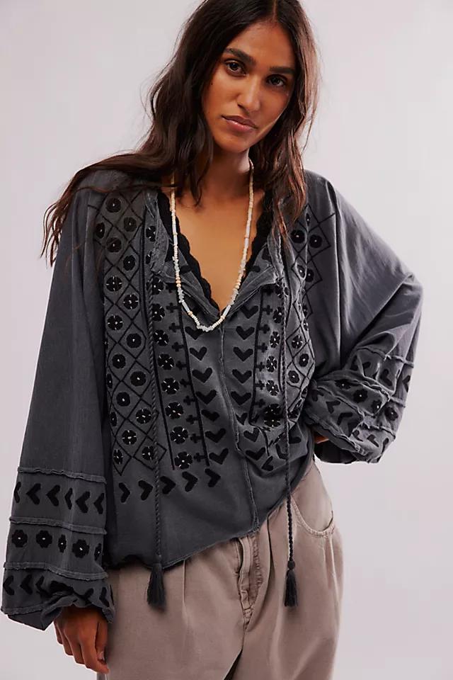 Free People Savannah XS Blouse in Chocolate Lava with Handkerchief Hem main image 1