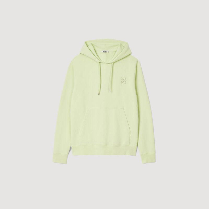 Light green SANDRO hoodie with a small embroidered logo on the chest.