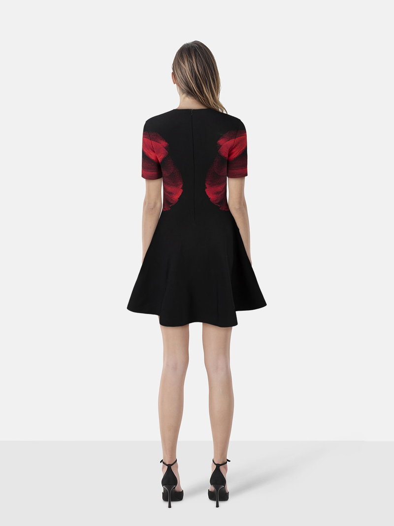 ALEXANDER MCQUEEN Ethereal Orchid Flared Jacquard Knit Dress | endource