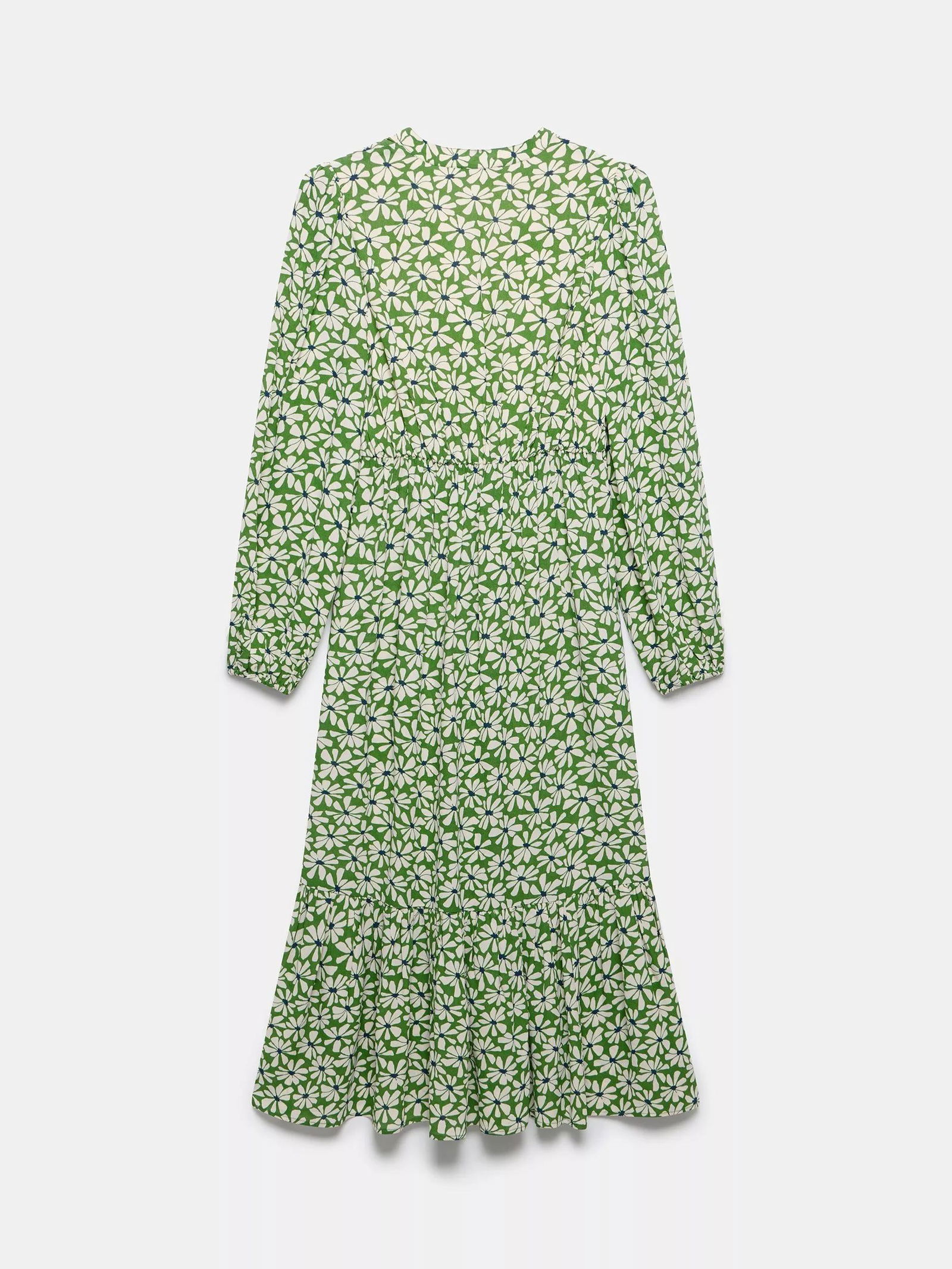 green midi dress with white flowers Amina Midi Dress in Green City Floral Olive