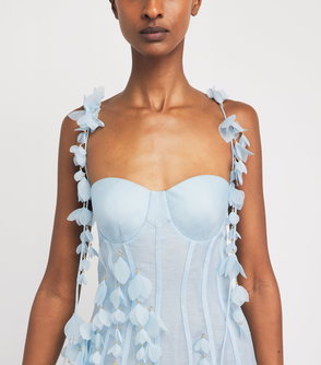 ZIMMERMANN Postcard Appliqud Linen And Silk-Blend Midi Dress | endource