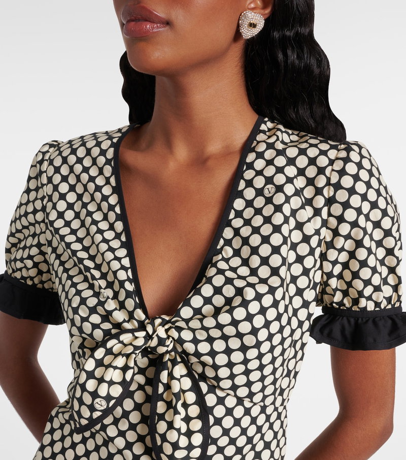 Valentino polka-dot silk blouse with a tie neck detail