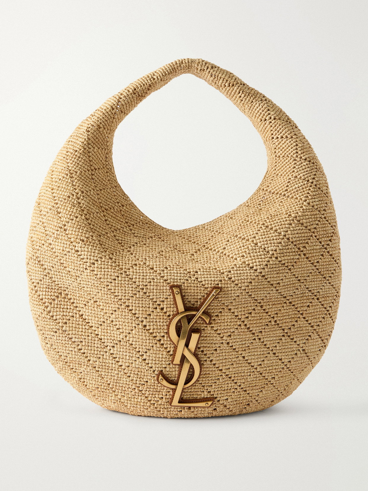 SAINT LAURENT Icare Cassandre-embellished Woven Raffia 
