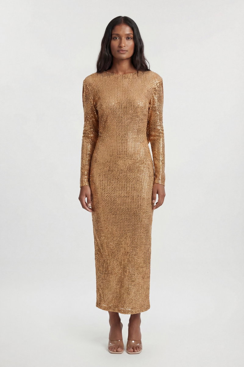 golden oldies dress up ideas Show Me Love Cowl Neck Mini Dress Sequin Silver/Gold main image 1