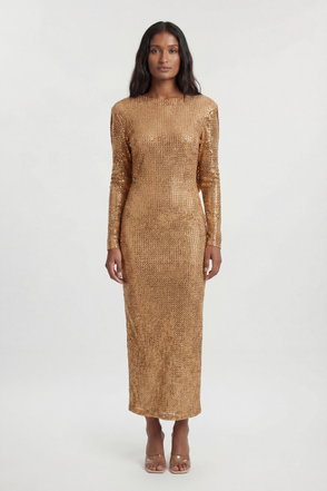 white gold blue black dress original New It Girl Rose Gold Sequin Maxi Cover Up Dress main image 0