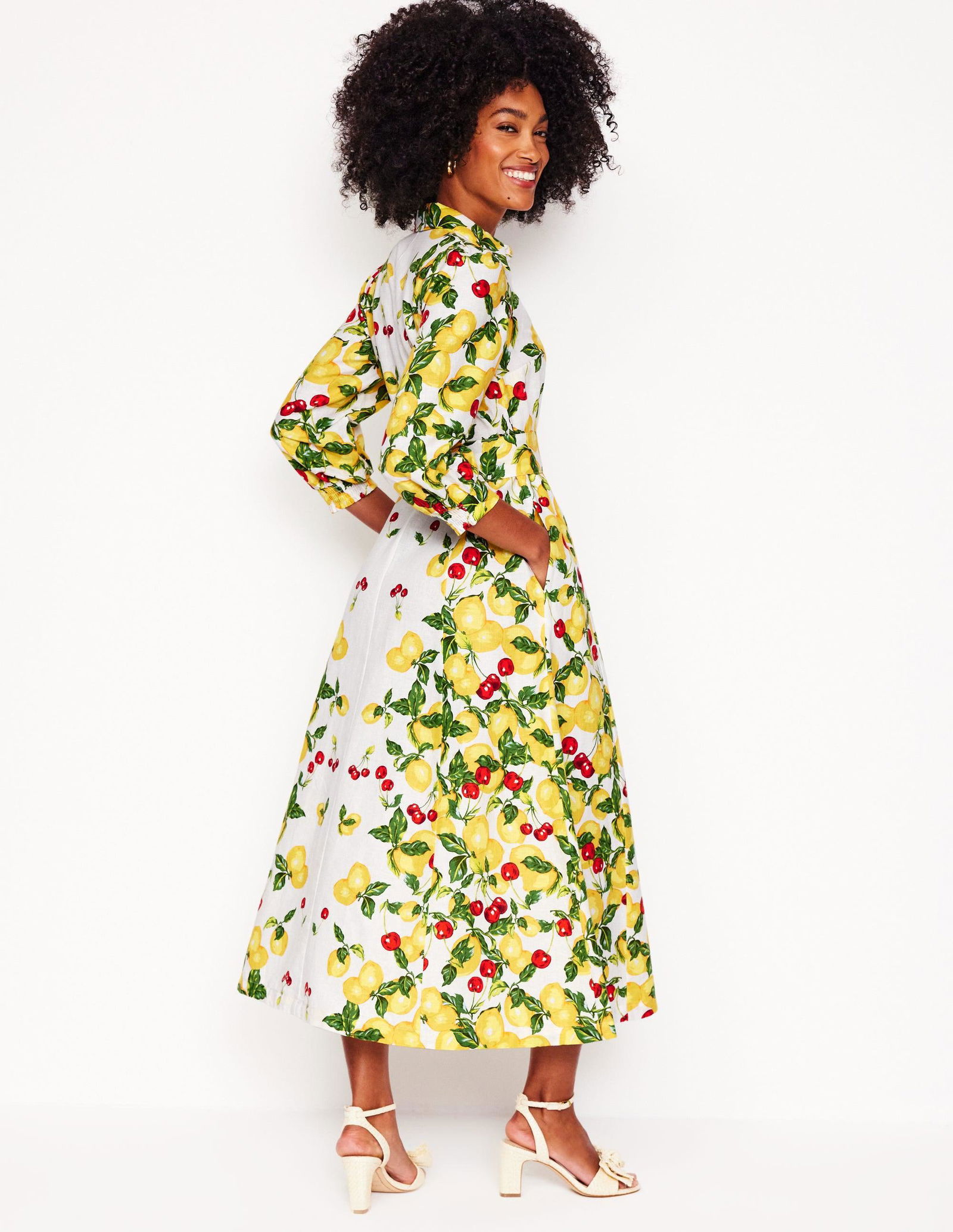 chinese dress ladies Mollie Linen Shirt Dress-Navy