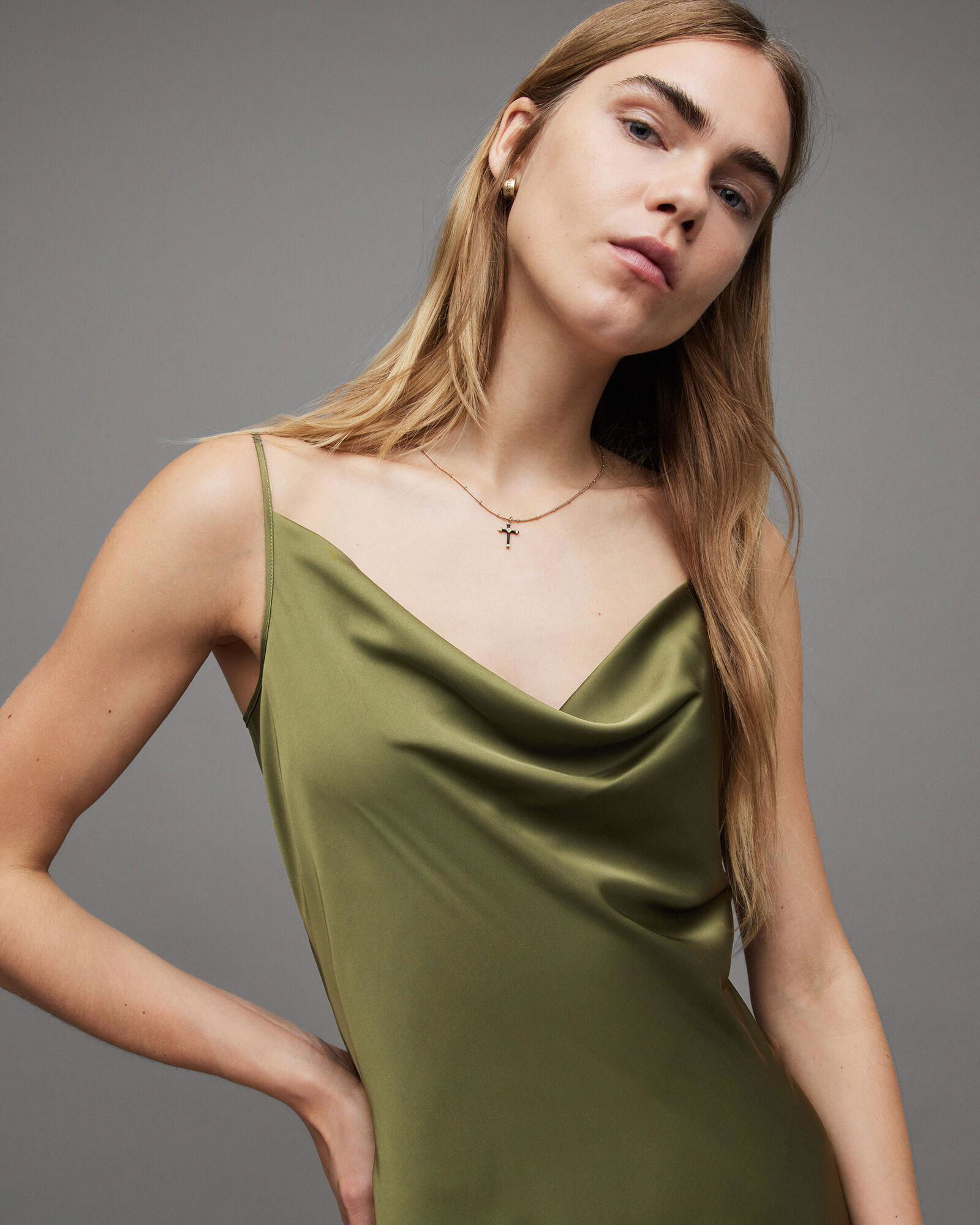 all saints hadley dress green ALLSAINTS Hadley Dress in Forest Green