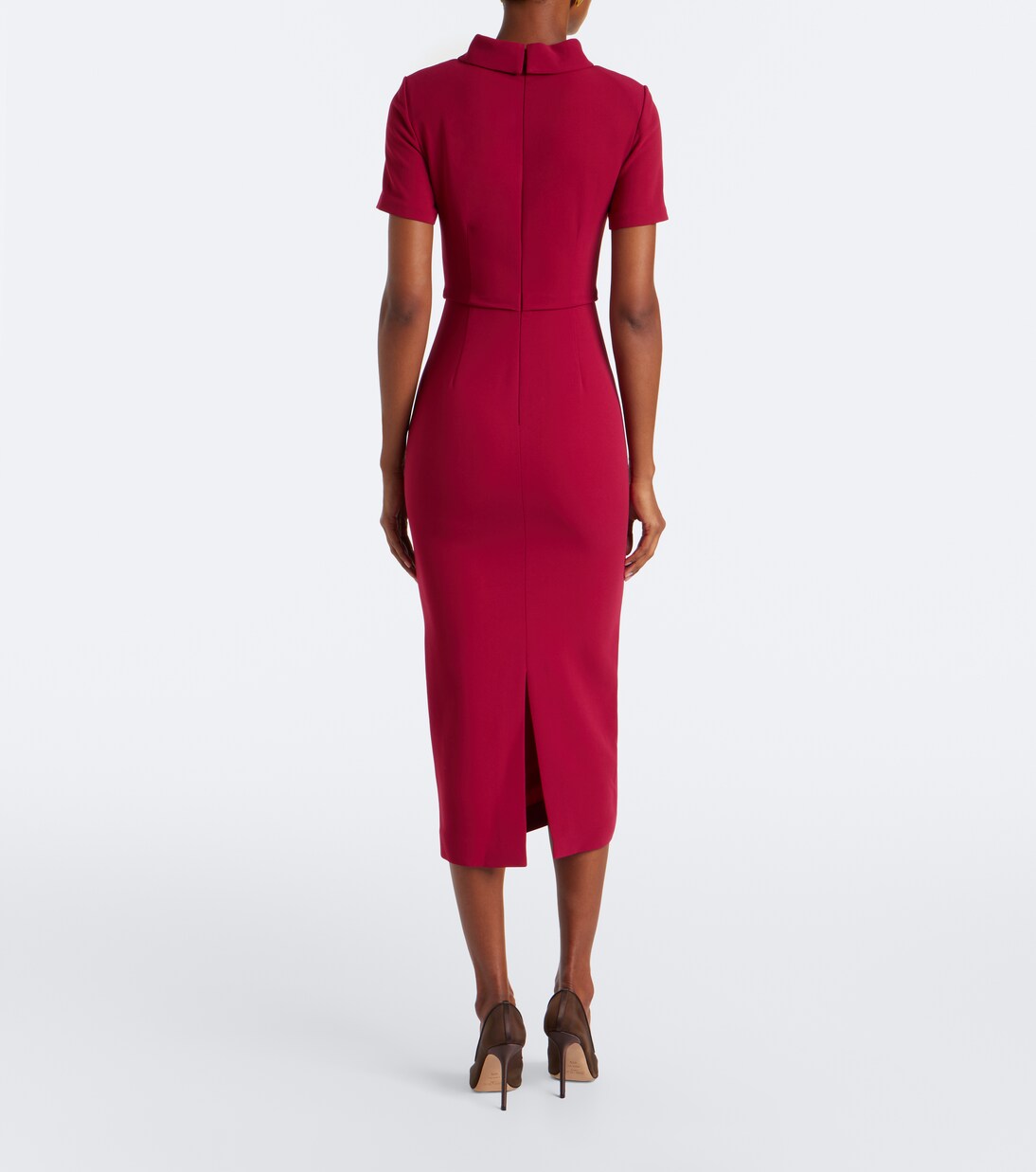 roland mouret draped cady midi dress Roland Mouret Shoulder Drape Short-Sleeve Light Cady Midi Dress