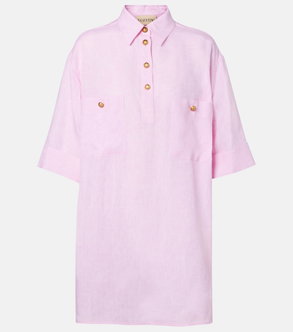 Pink linen shirt with gold buttons and pockets