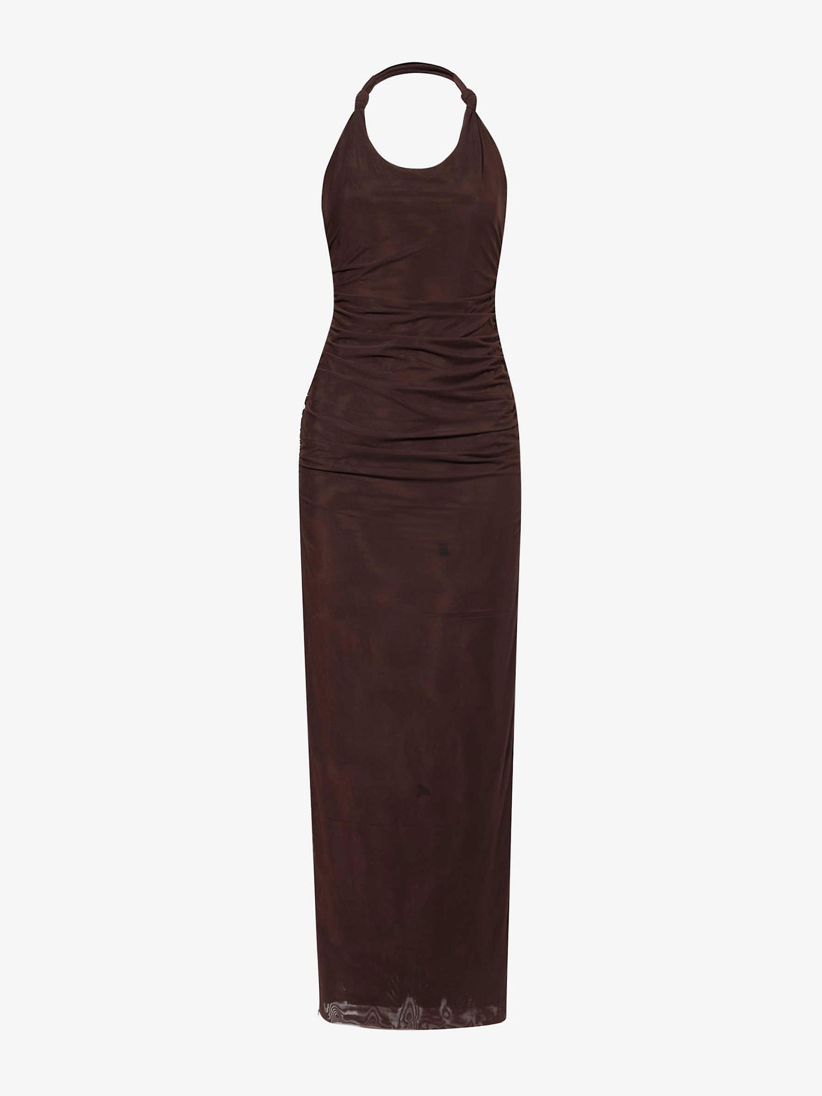 SIR Jacques Knot Halterneck Stretch Midi Dress | endource